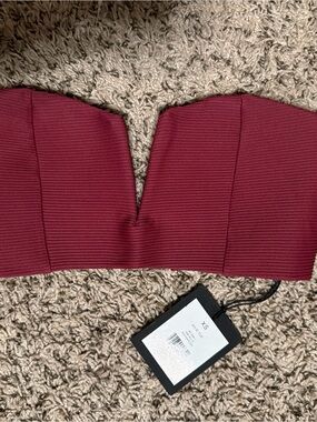 NWT Onia Julie Top XS Maroon Ribbed Strapless Corset Tube Top